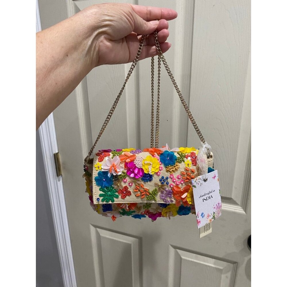 New Viral Handcrafted in India Floral Beaded Bag